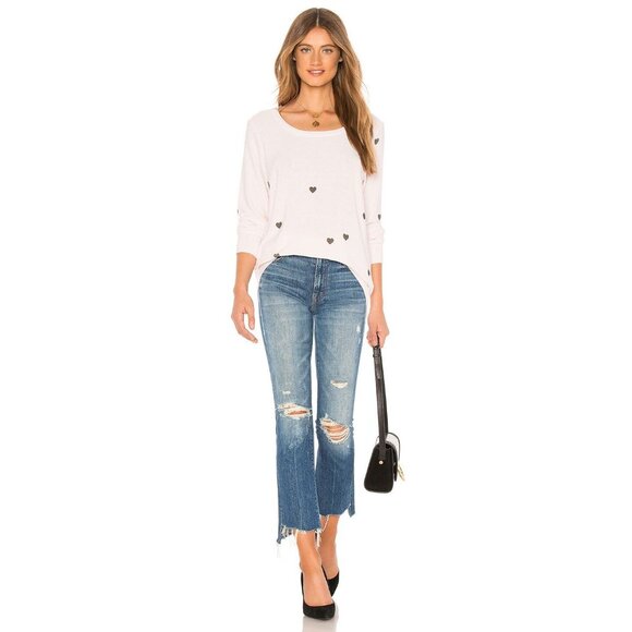 Chaser Tiny Hearts Lightweight Sweatshirt Pearl Pink - Picture 3 of 5